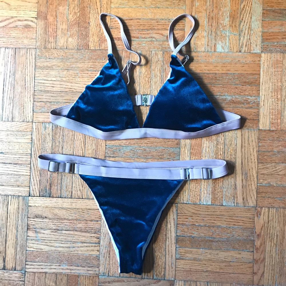 NEW Velvet Bikini Blue & Dusty Rose